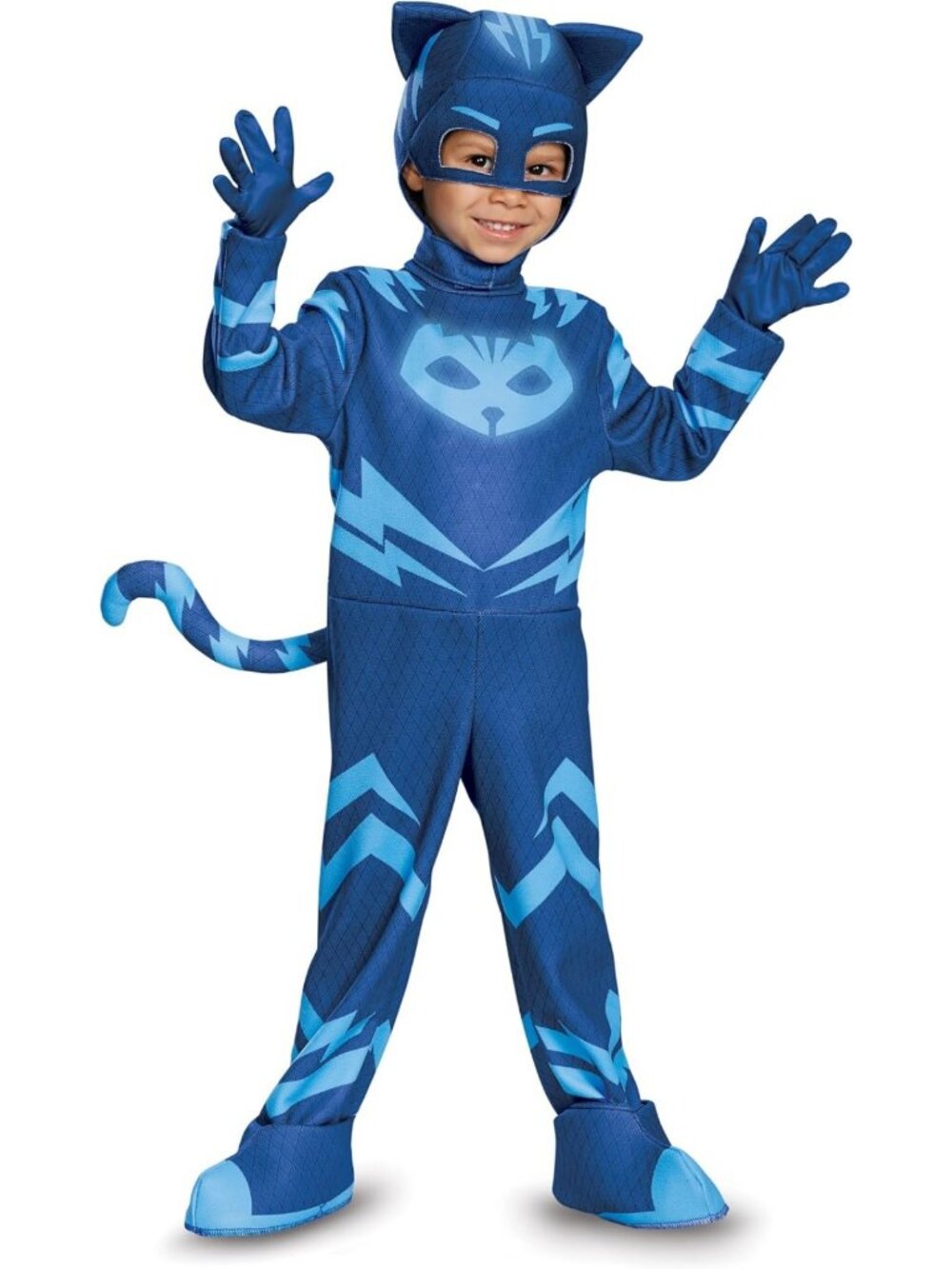 Glow-in-the-Dark Catboy Costume Jumpsuit & Mask for Toddler 3T-4T, Fun Dress-Up